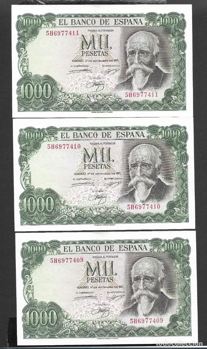 Billetes espa&ntilde;oles: TRIO CORRELATIVO 1000 PESETAS 1971 SERIE 5H S/C-