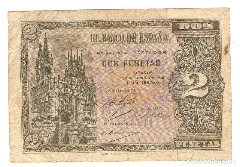 Billetes espa&ntilde;oles: DOS PESETAS BANCO ESPA&Ntilde;A BURGOS EMISION 30-1938