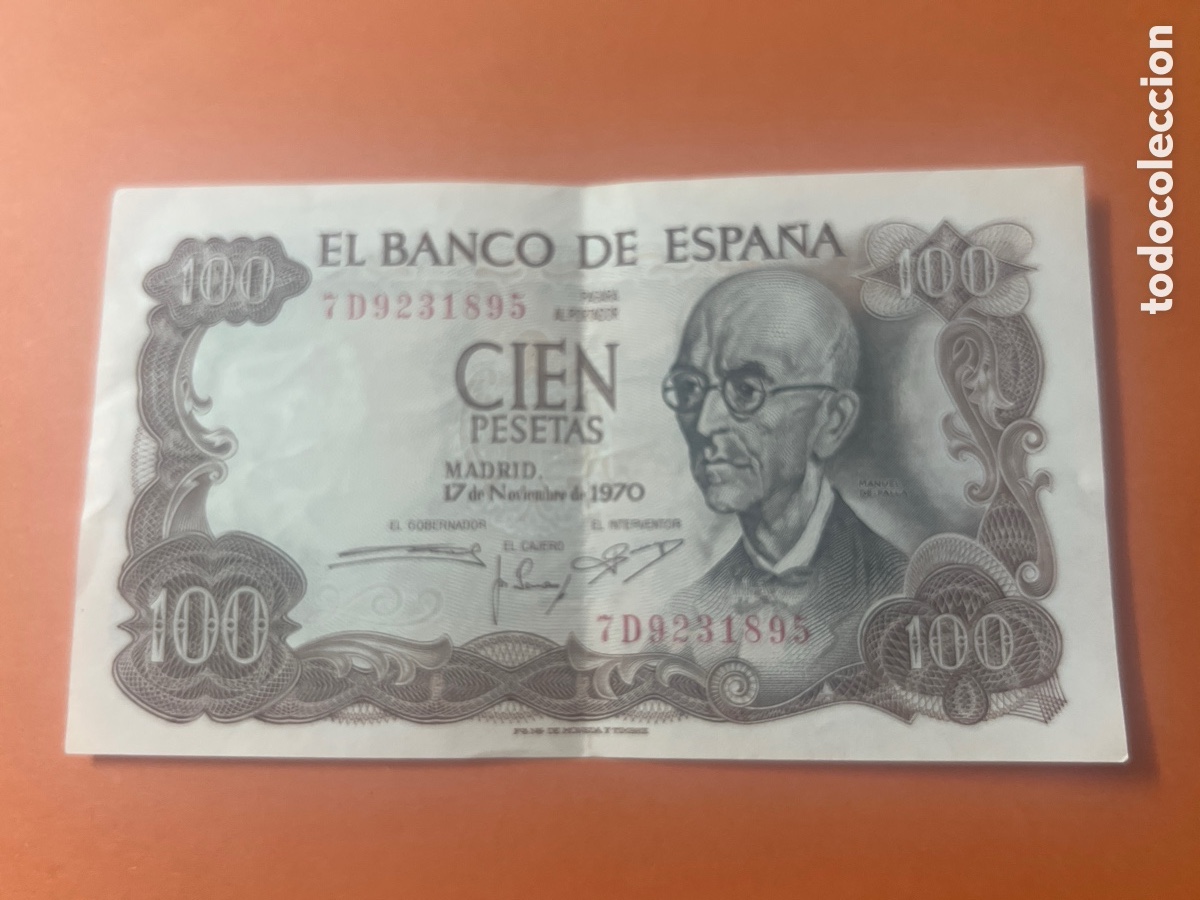 Billetes espa&ntilde;oles: 198B. Billete de 100 Pesetas 1970. Manuel de Falla