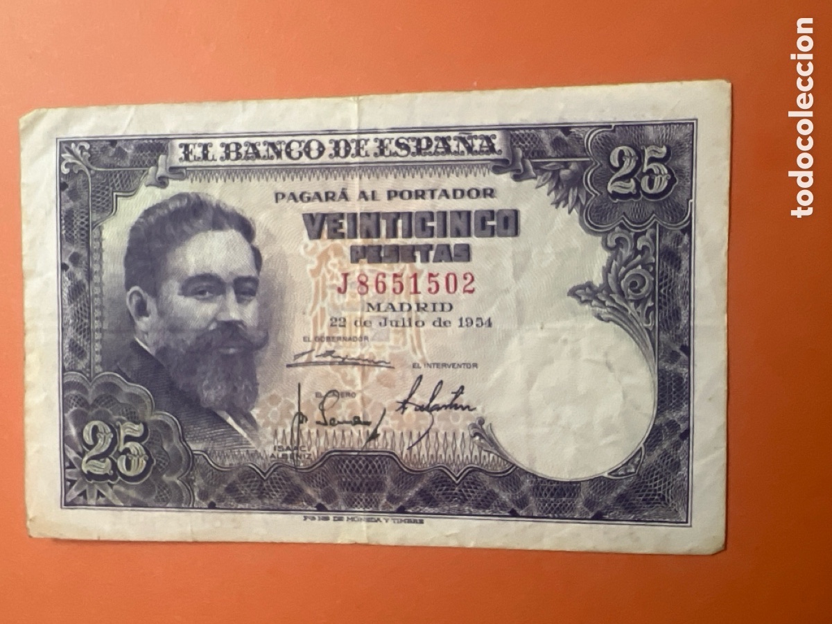 Billetes espa&ntilde;oles: HB5. HB4. BILLETE DE 25 PESETAS DE JULIO DE 1954