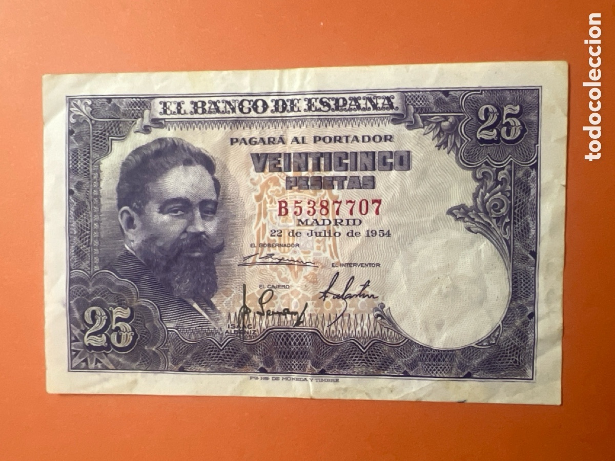 Billetes espa&ntilde;oles: HB6. BILLETE DE 25 PESETAS DE JULIO DE 1954
