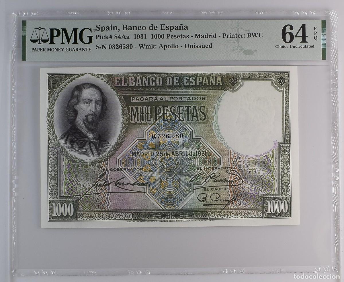 Billetes espa&ntilde;oles: ESPA&Ntilde;A ZORRILLA PMG 64 EPQ ! | SOLO ACEPTO PAYPAL| BILLETE 1000 PESETAS 1931 LEER DESCRIPCION