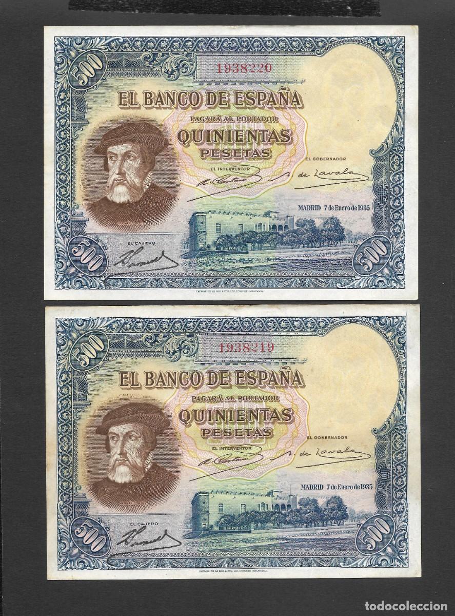 Billets espagnols: PAREJA CORRELATIVA 500 PESETAS 1935 SIN SERIE S/C-