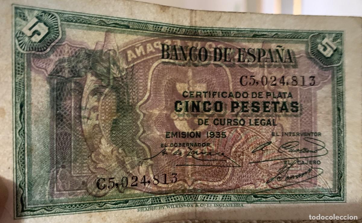 Billetes espa&ntilde;oles: Billete de 5 Pesetas 1935 (Certificado de Plata) - Segunda Rep&uacute;blica - Serie C5