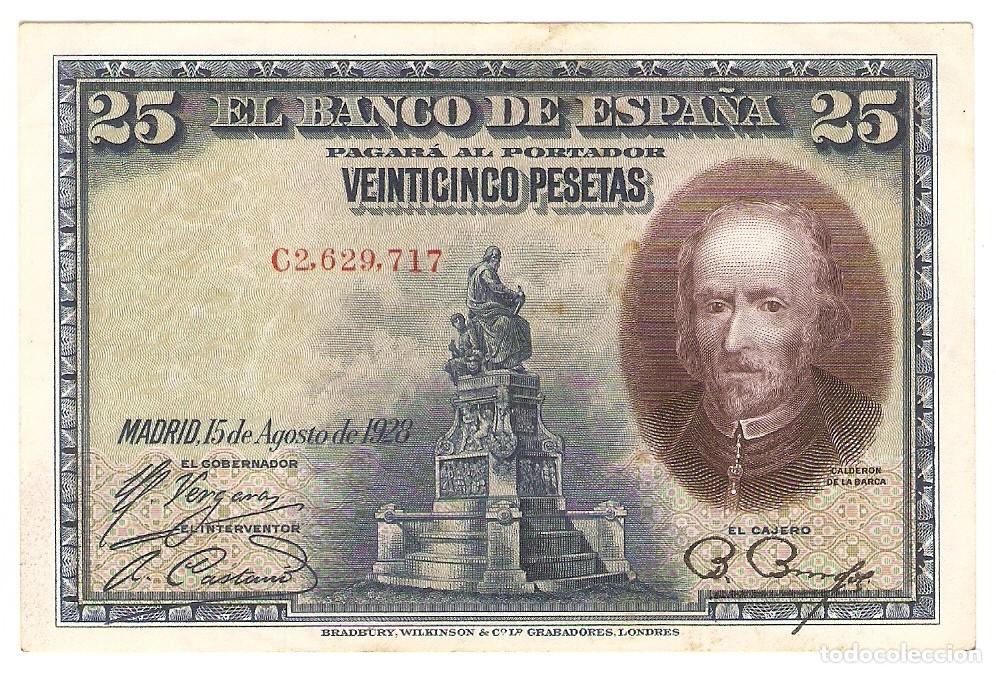 Billetes espa&ntilde;oles: 25 PESETAS BANCO ESPA&Ntilde;A MADRID EMISION 15-8-1928
