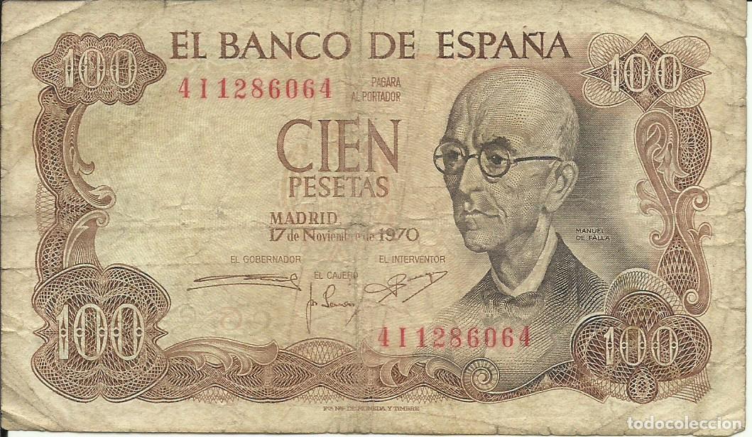 Billetes espa&ntilde;oles: ESPA&Ntilde;A - 100 PESETAS - 1970 - 4I1286064 - MANUEL DE FALLA - FOTOS