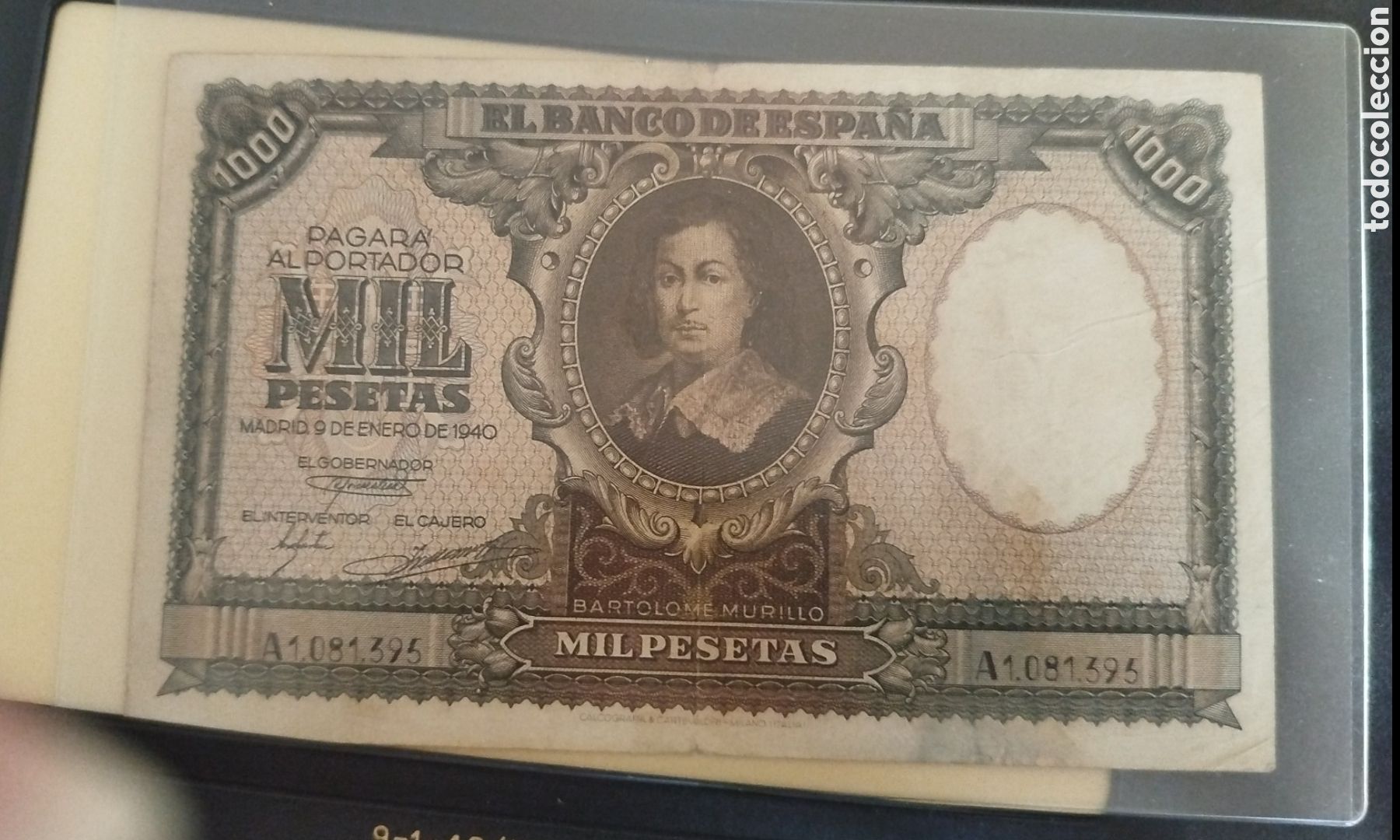 Billetes espa&ntilde;oles: 1000pesetas de 1940 Murillo Banco de Espa&ntilde;a Bueno