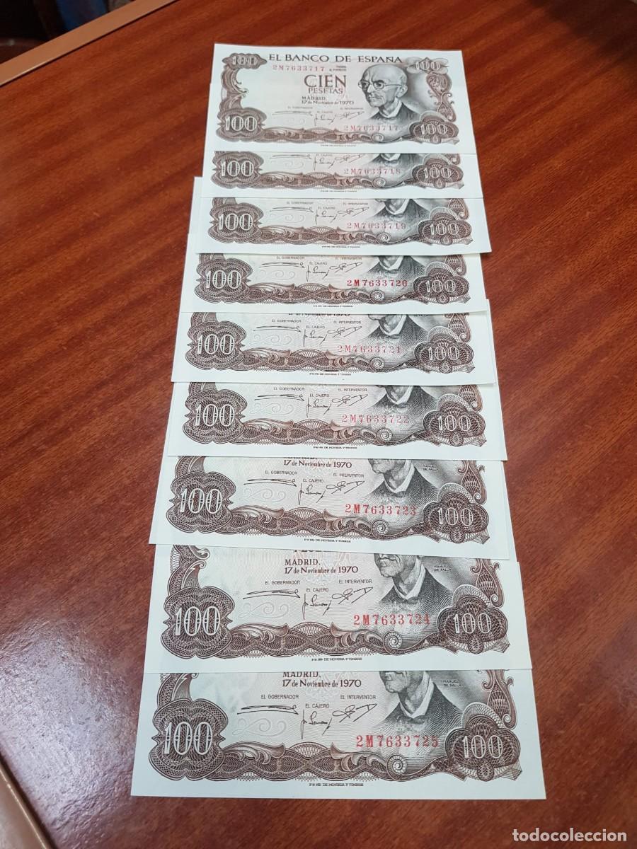 Billetes espa&ntilde;oles: ESPA&Ntilde;A- 100 PESETAS-17 DE NOVIEMBRE DE 1970- 9 BILLETES CORRELATIVOS-SIN CIRCULAR