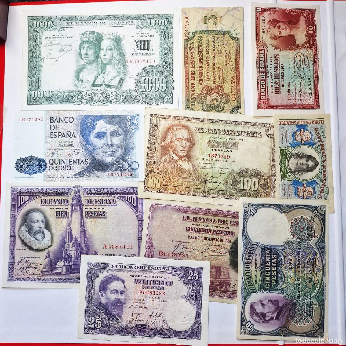 Billetes espa&ntilde;oles: LOTE 10 BILLETES ESPA&Ntilde;A DIVERSOS | SOLO ACEPTO PAYPAL| BILLETE 2 a 1000 PESETAS 1928 a 1979 LEER
