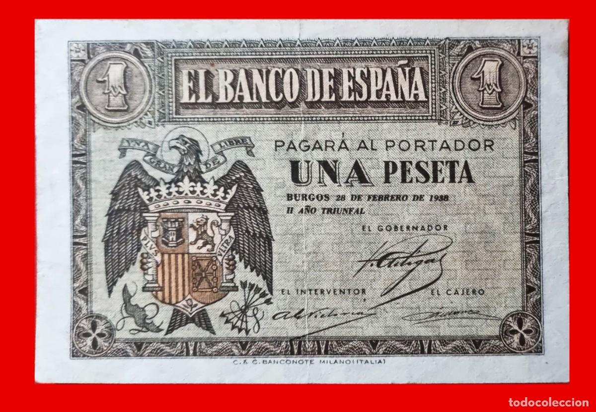 Billetes espa&ntilde;oles: SERIE G FEBRERO VARIANTE ROSACEO NRO BAJO |SOLO ACEPTO PAYPAL| BILLETE 1 PESETA 1938 LEER DESCRIPCI