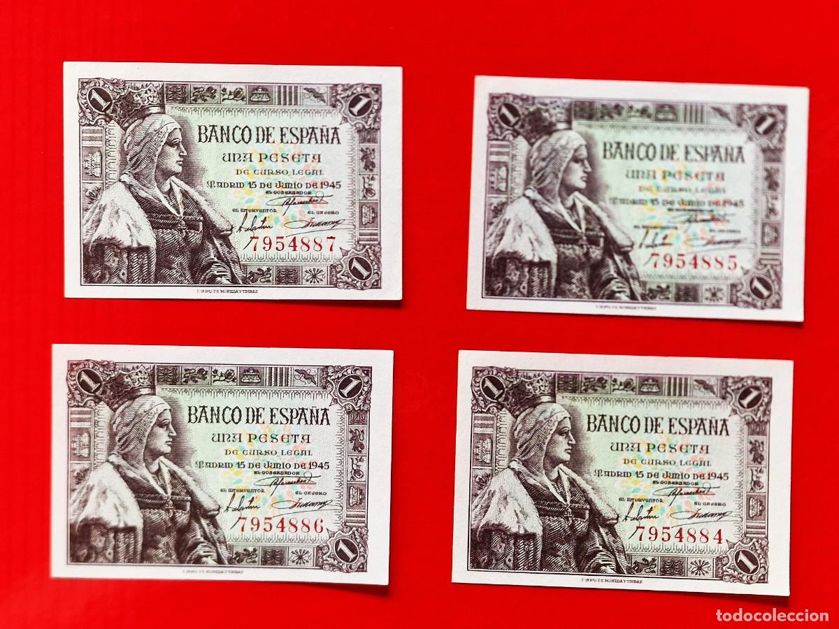 Billetes espa&ntilde;oles: SIN SERIE ** CUARTETO** SIN CIRCULAR SC |SOLO ACEPTO PAYPAL| BILLETE 1 PESETA 1945 LEER DESCRIPCION