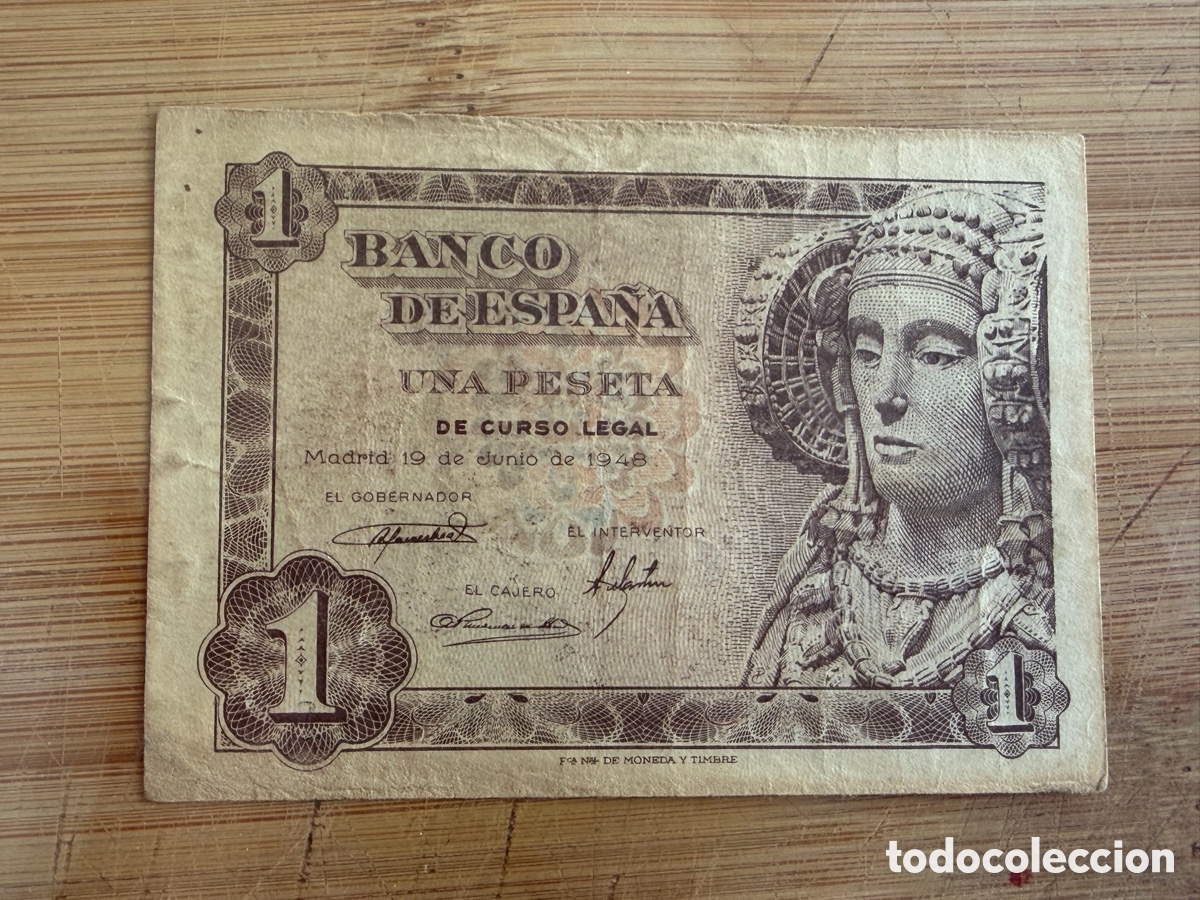 Billetes espa&ntilde;oles: Billete de 1 PESETA DE 1948 - Serie I- DAMA DE ELCHE