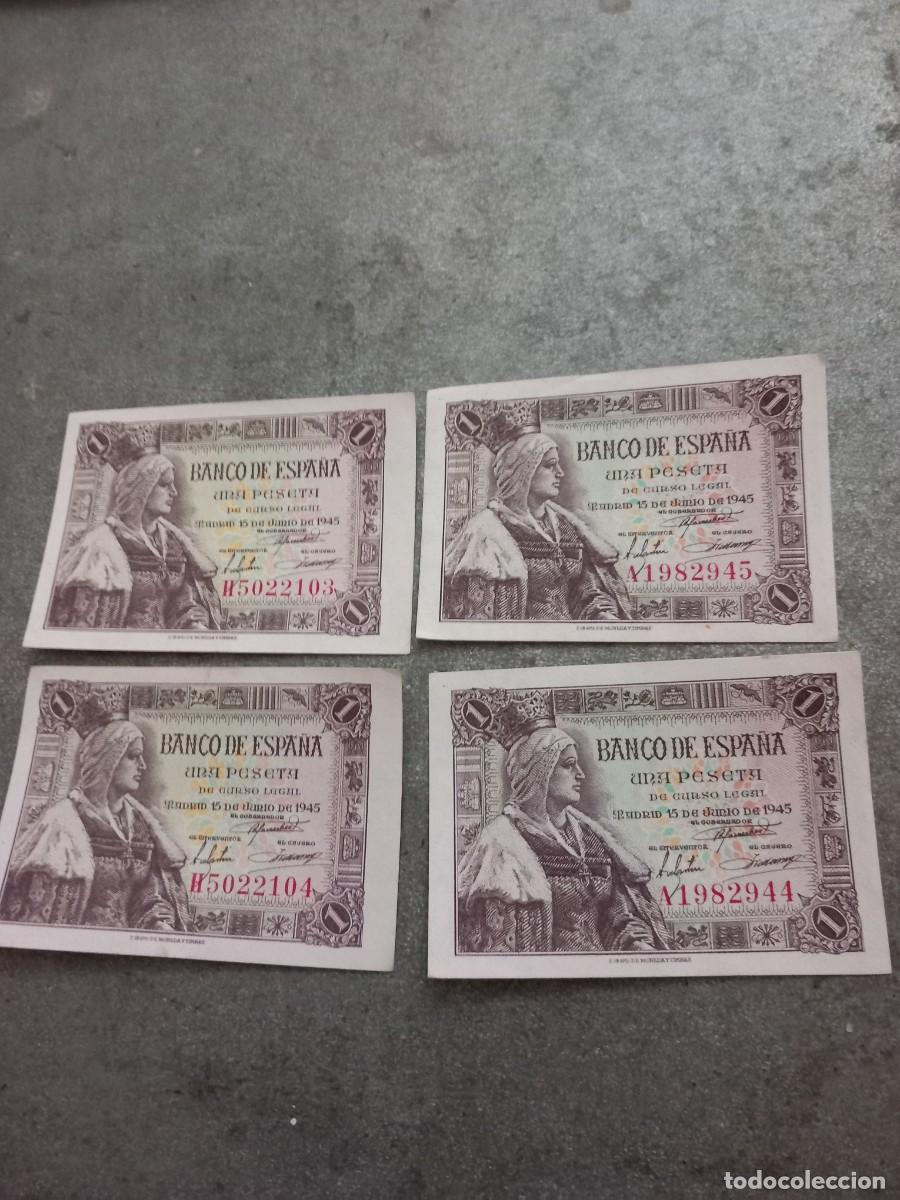 Spanische Banknoten: 4 BILLETES ORIGINALES DE 1 PESETA
