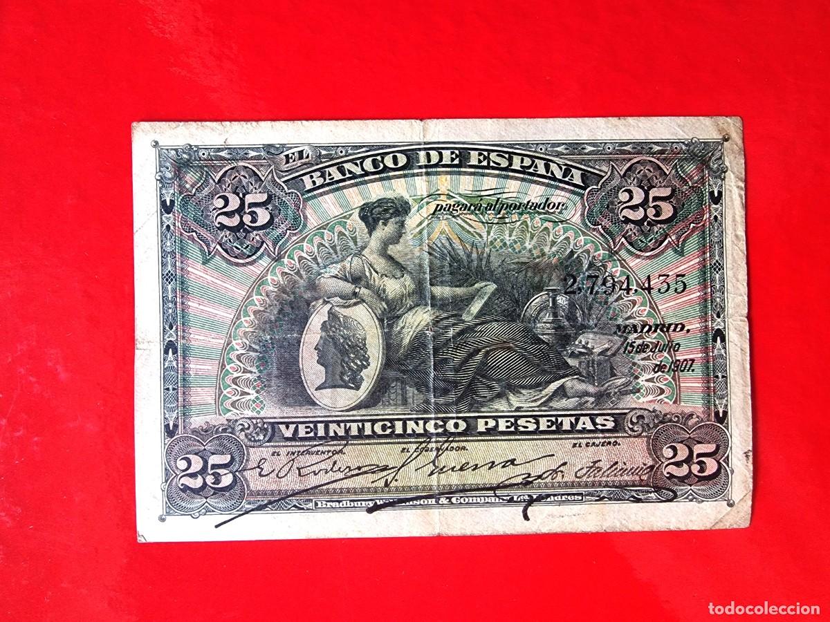 Billetes espa&ntilde;oles: CLASICO ALEGORIAS BUEN EJEMPLAR |SOLO ACEPTO PAYPAL| BILLETE 25 PESETAS 1907 LEER DESCRIPCION