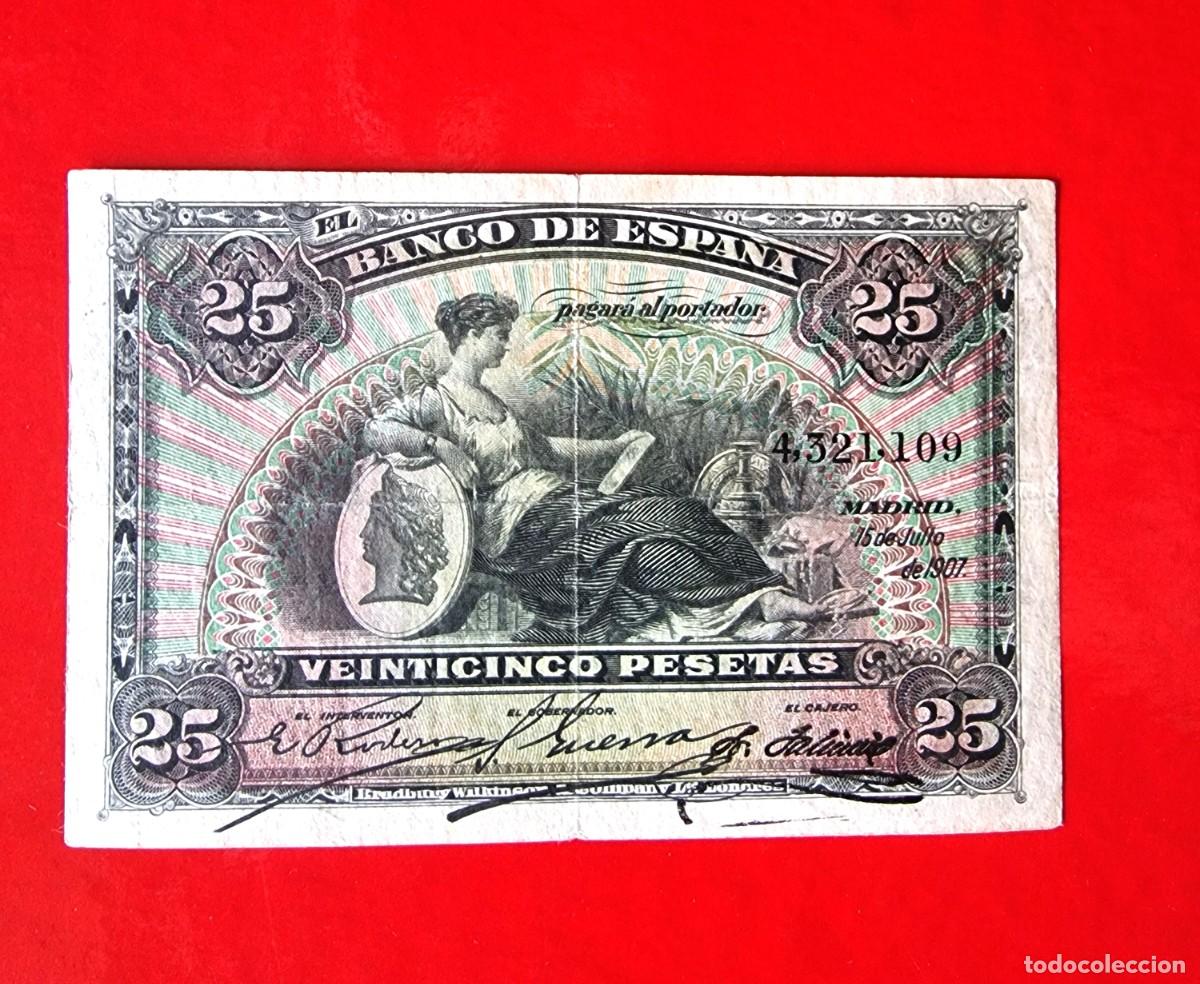 Billetes espa&ntilde;oles: CLASICO ALEGORIAS MUY BUEN EJEMPLAR |SOLO ACEPTO PAYPAL| BILLETE 25 PESETAS 1907 LEER DESCRIPCION