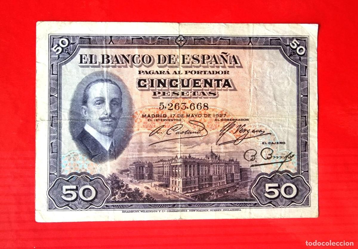 Billetes espa&ntilde;oles: SIN SELLOS MUY BUEN EJEMPLAR |SOLO ACEPTO PAYPAL| BILLETE 50 PESETAS 1927 LEER DESCRIPCION