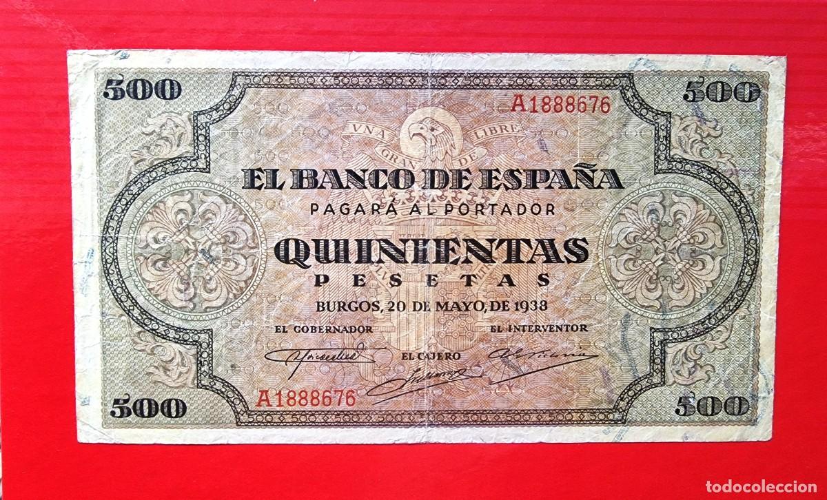 Billetes espa&ntilde;oles: ESTADO ESPA&Ntilde;OL MUY BUEN EJEMPLAR |SOLO ACEPTO PAYPAL| BILLETE 500 PESETAS 1938 LEER DESCRIPCION