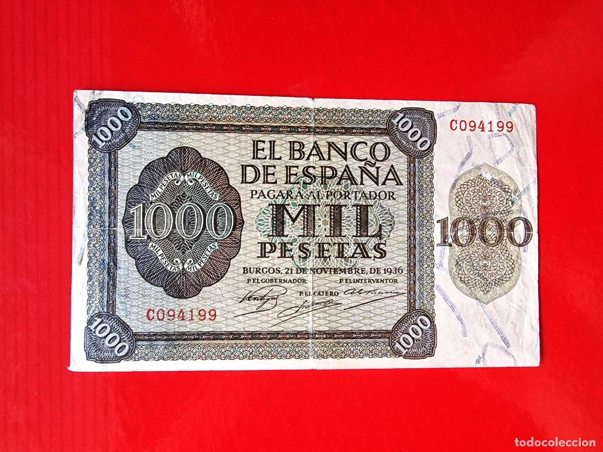 Billetes espa&ntilde;oles: SERIE C ** EXCELENTE EJEMPLAR |SOLO ACEPTO PAYPAL| BILLETE 1000 PESETAS 1936 LEER DESCRIPCION