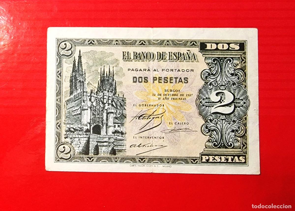 Billetes espa&ntilde;oles: 12 DE OCTUBRE EXCELENTE EJEMPLAR |SOLO ACEPTO PAYPAL| BILLETE 2 PESETAS 1937 LEER DESCRIPCION
