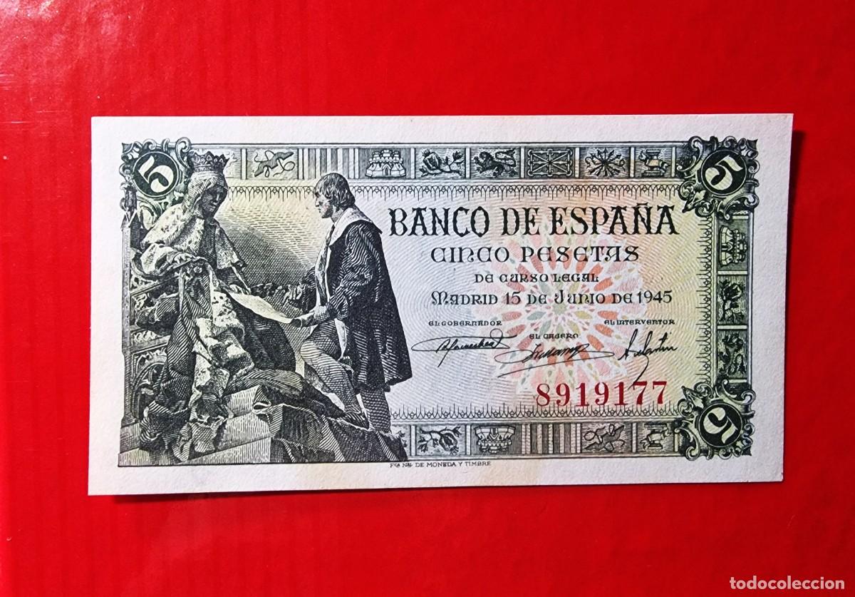 Billetes espa&ntilde;oles: SIN SERIE * SIN CIRCULAR SC |SOLO ACEPTO PAYPAL| BILLETE 5 PESETAS 1945 LEER DESCRIPCION