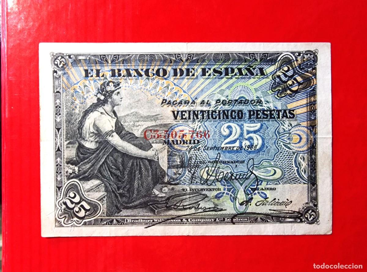 Billetes espa&ntilde;oles: CLASICO ALEGORIAS EXCELENTE EJEMPLAR |SOLO ACEPTO PAYPAL| BILLETE 25 PESETAS 1906 LEER DESCRIPCION