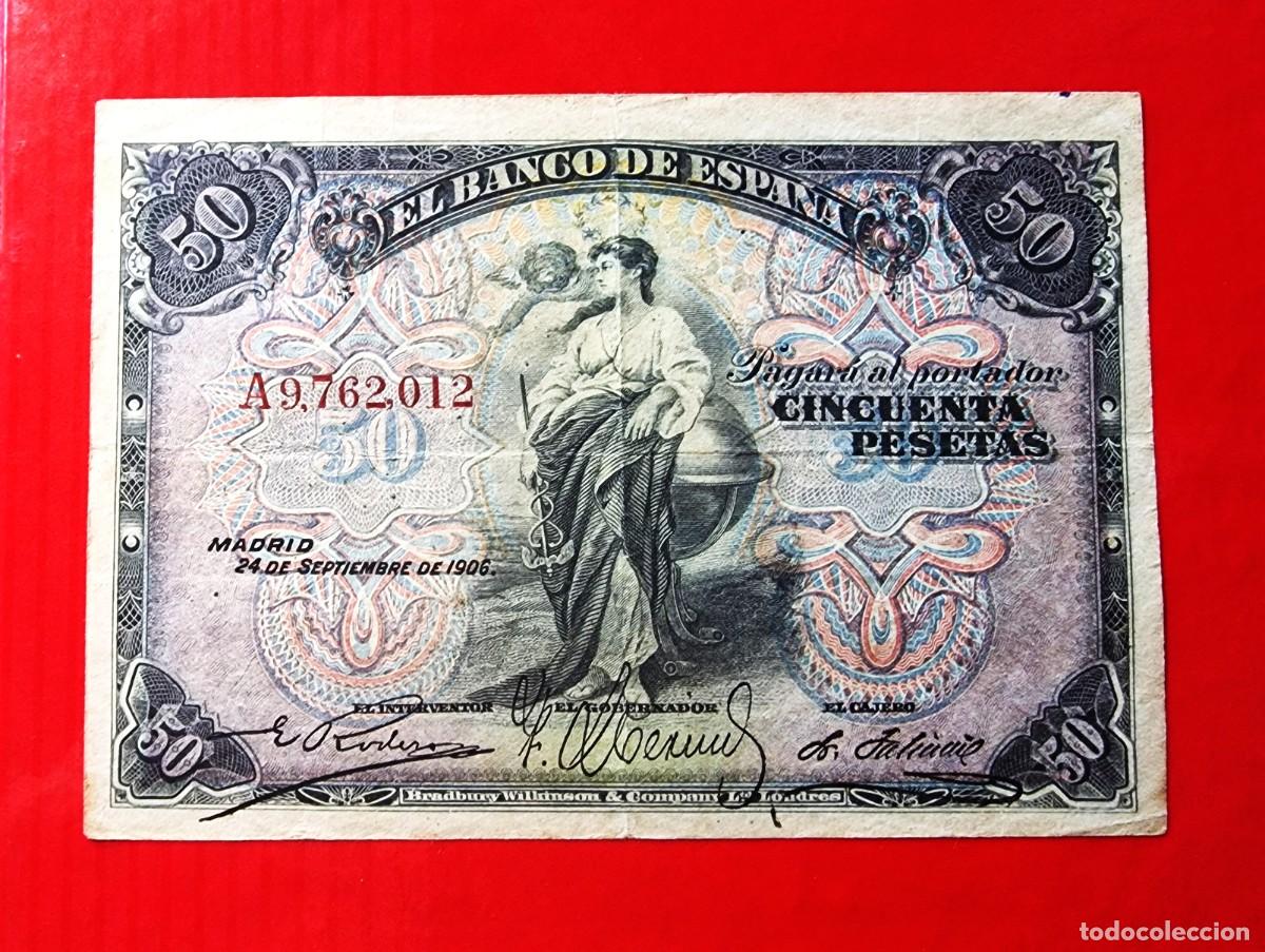 Billetes espa&ntilde;oles: CLASICO ALEGORIAS EXCELENTE EJEMPLAR |SOLO ACEPTO PAYPAL| BILLETE 50 PESETAS 1906 LEER DESCRIPCION