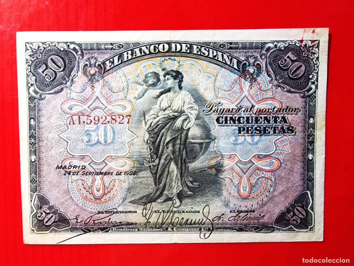 Billetes espa&ntilde;oles: CLASICO ALEGORIAS PRECIOSO EJEMPLAR |SOLO ACEPTO PAYPAL| BILLETE 50 PESETAS 1906 LEER DESCRIPCION