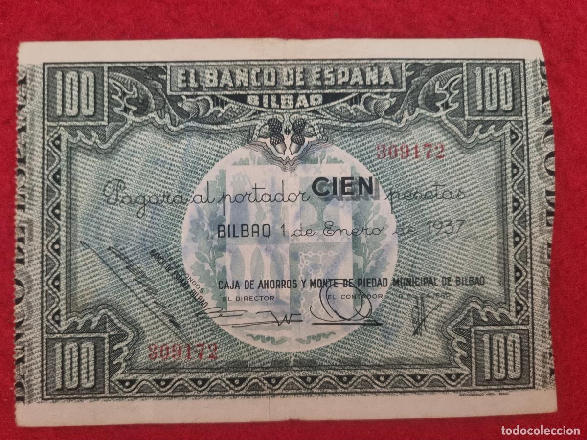 Billetes espa&ntilde;oles: BILLETE 100 PESETAS BANCO DE ESPA&Ntilde;A DE BILBAO 1937 MBC ORIGINAL T172