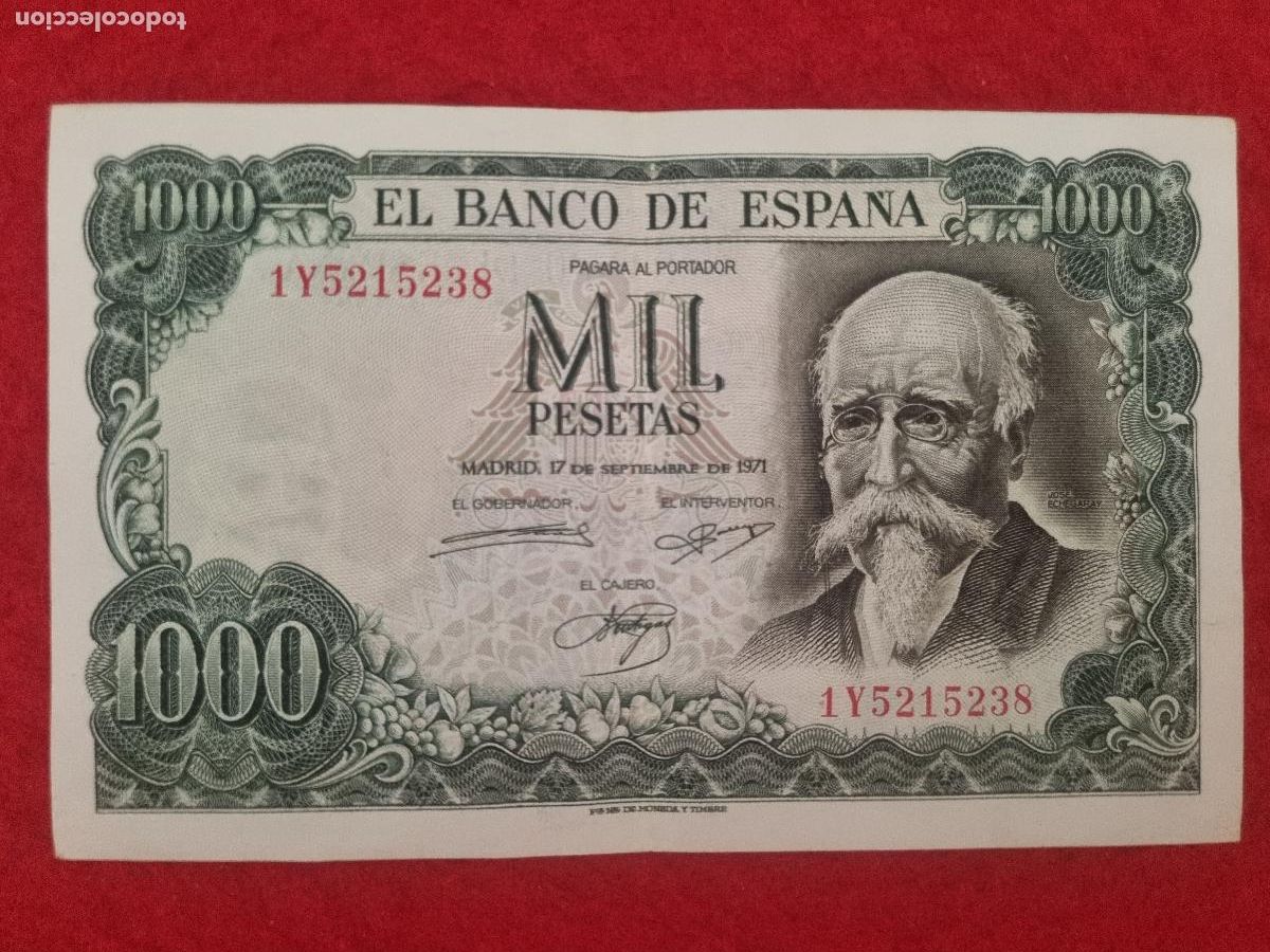 Billetes espa&ntilde;oles: BILLETE 1000 PESETAS 1971 MBC SERIE 1Y ORIGINAL T238