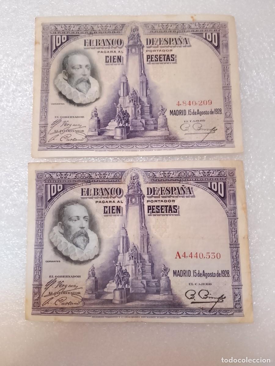 Billetes espa&ntilde;oles: 2 Billetes 100 pesetas 1931 Cernates sin serie y serie A