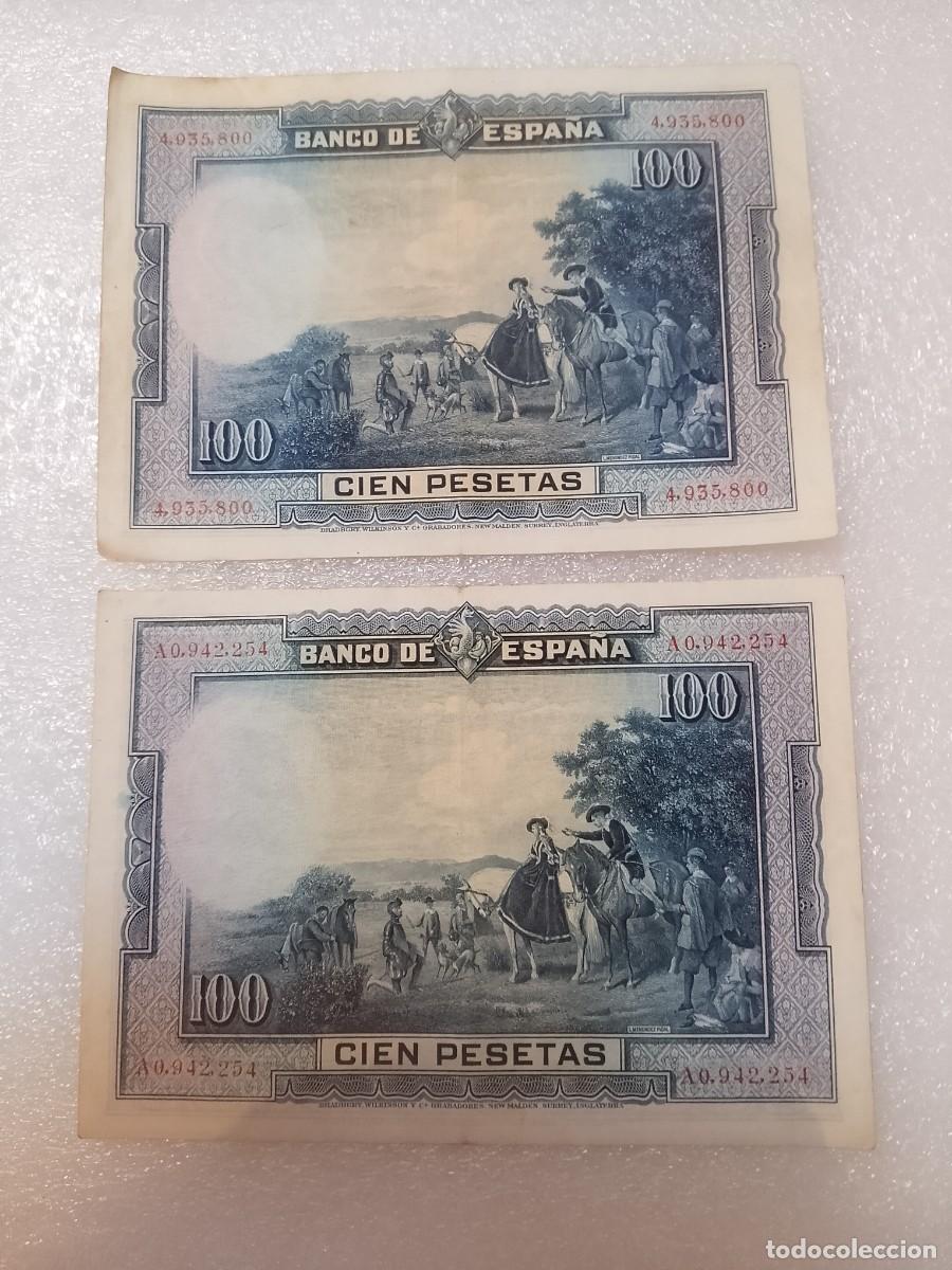 Billetes espa&ntilde;oles: 2 Billetes 100 pesetas 1931 Cervantes sin serie y serie A