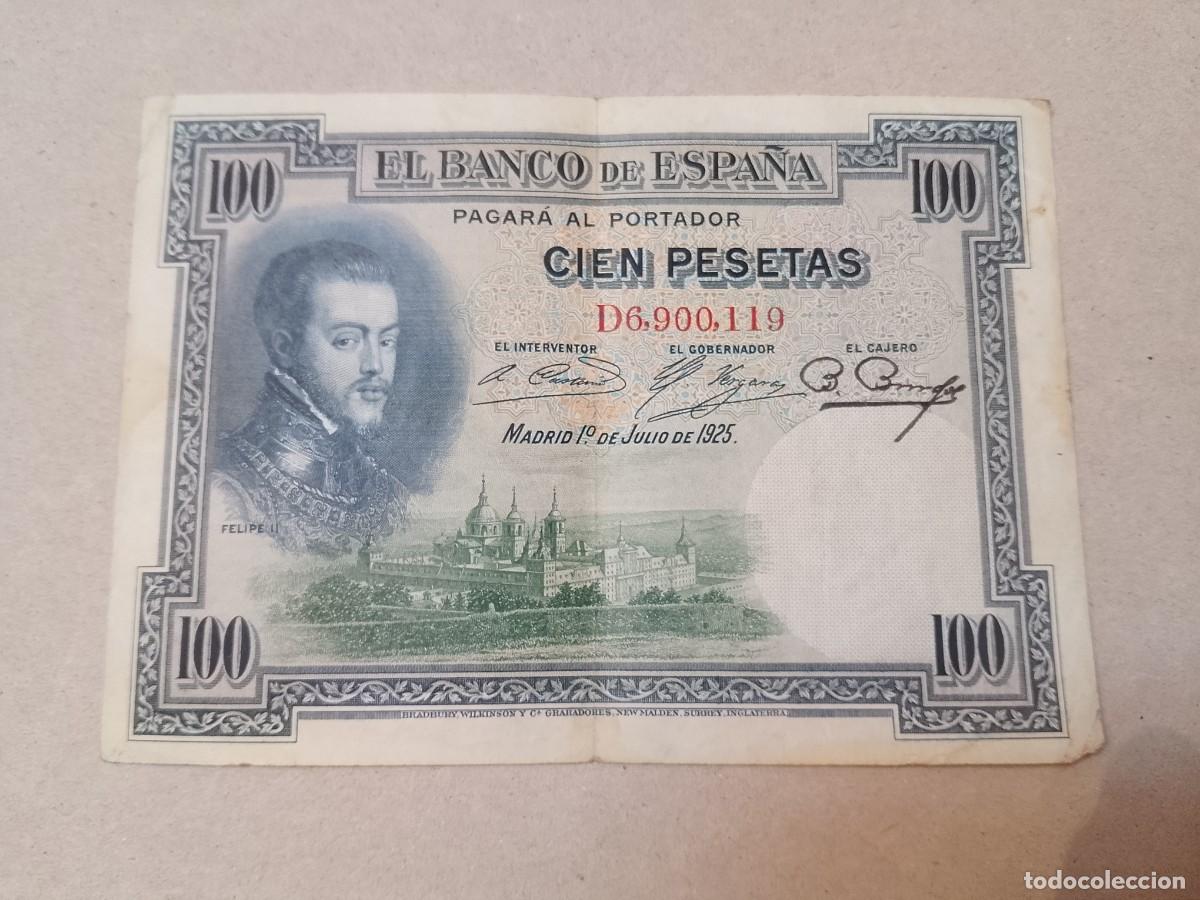 Billetes espa&ntilde;oles: 100 pesetas 1925 Felipe II