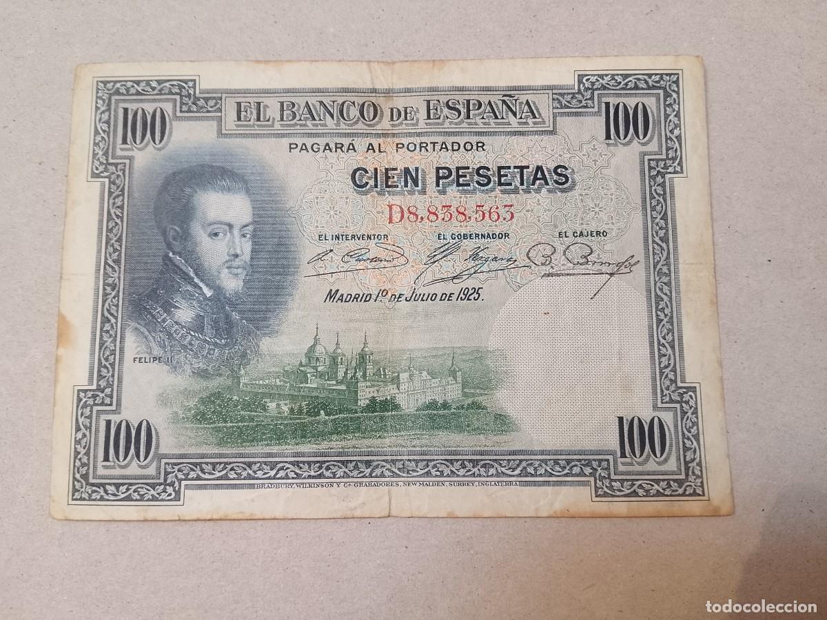 Billetes espa&ntilde;oles: 100 pesetas 1925 Felipe II