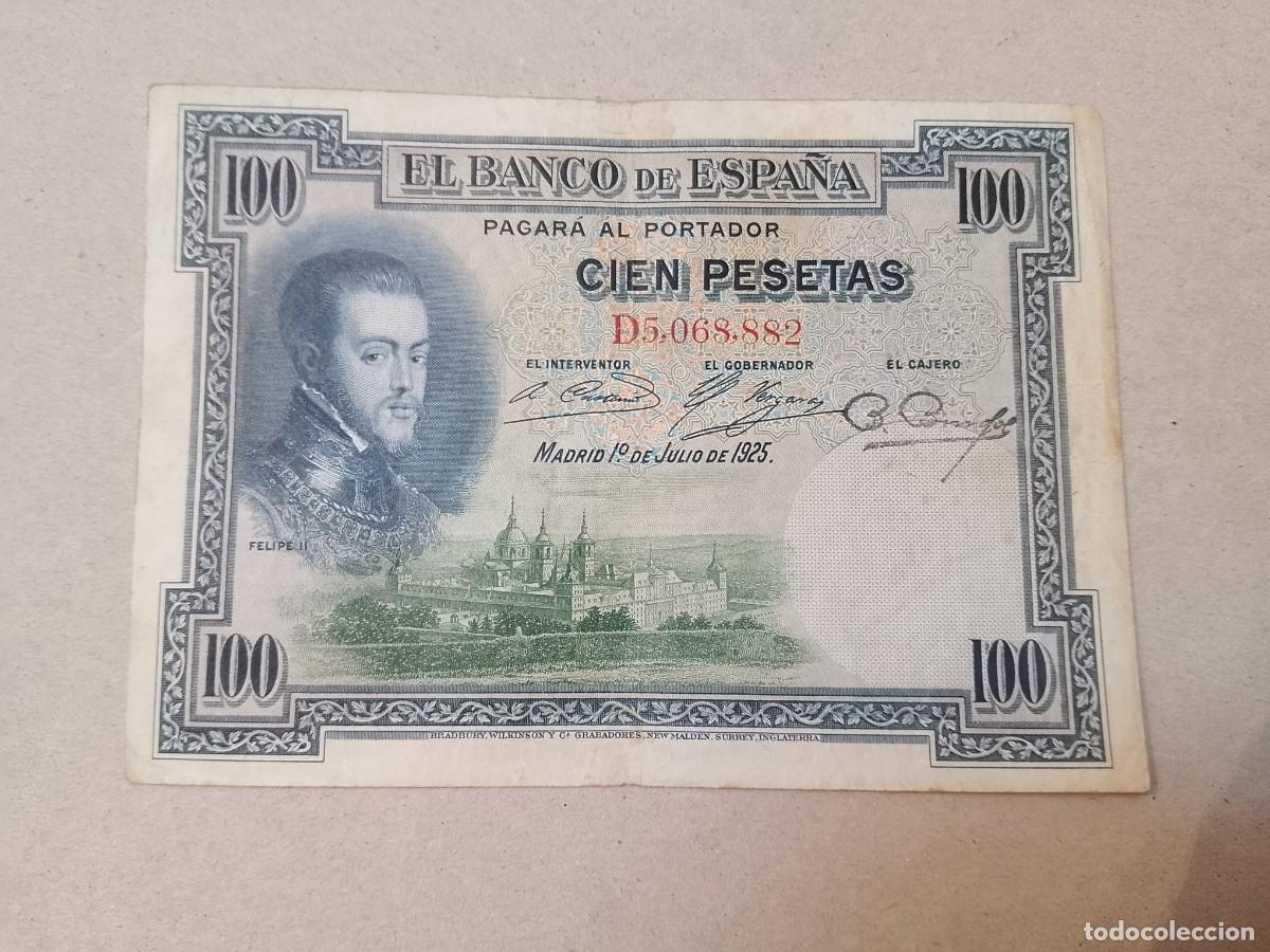 Billetes espa&ntilde;oles: 100 pesetas 1925 Felipe II