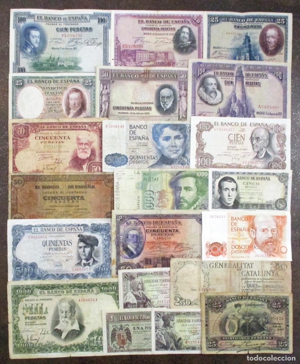 Billetes espa&ntilde;oles: BILLETES ESPA&Ntilde;OLES ANTIGUOS: ALFONSO XIII, REPUBLICA, GENERALITAT, FRANCO, JUAN CARLOS I LOTE 2333