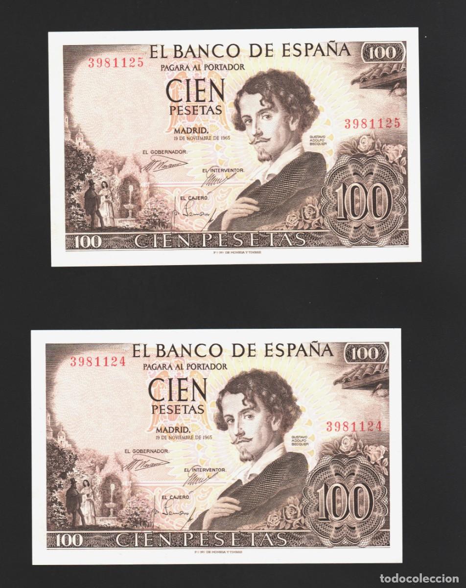 Billetes espa&ntilde;oles: PAREJA SIN SERIE * SIN CIRCULAR SC |SOLO ACEPTO PAYPAL| BILLETE 100 PESETAS 1965 LEER DESCRIPCION