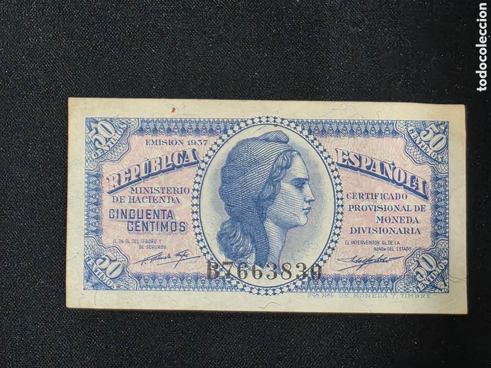Billetes espa&ntilde;oles: 50 c&eacute;ntimos 1937 Rep&uacute;blica