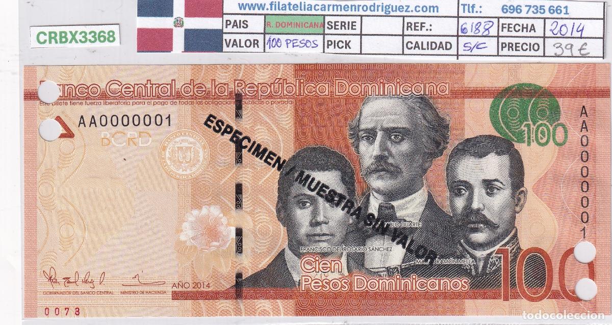 Billetes espa&ntilde;oles: CRBX3368 BILLETE REPUBLICA DOMINICANA 100 PESOS 2014 SPECIMEN SC