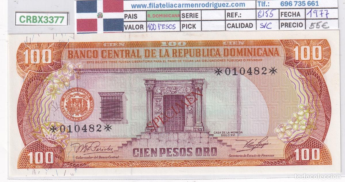 Billetes espa&ntilde;oles: CRBX3377 BILLETE REPUBLICA DOMINICANA 100 PESOS 1977 SPECIMEN SC