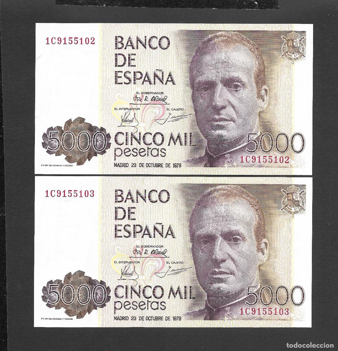 Billetes espa&ntilde;oles: PAREJA CORRELATIVA 5000 PESETAS 1979 SERIE 1C EBC+