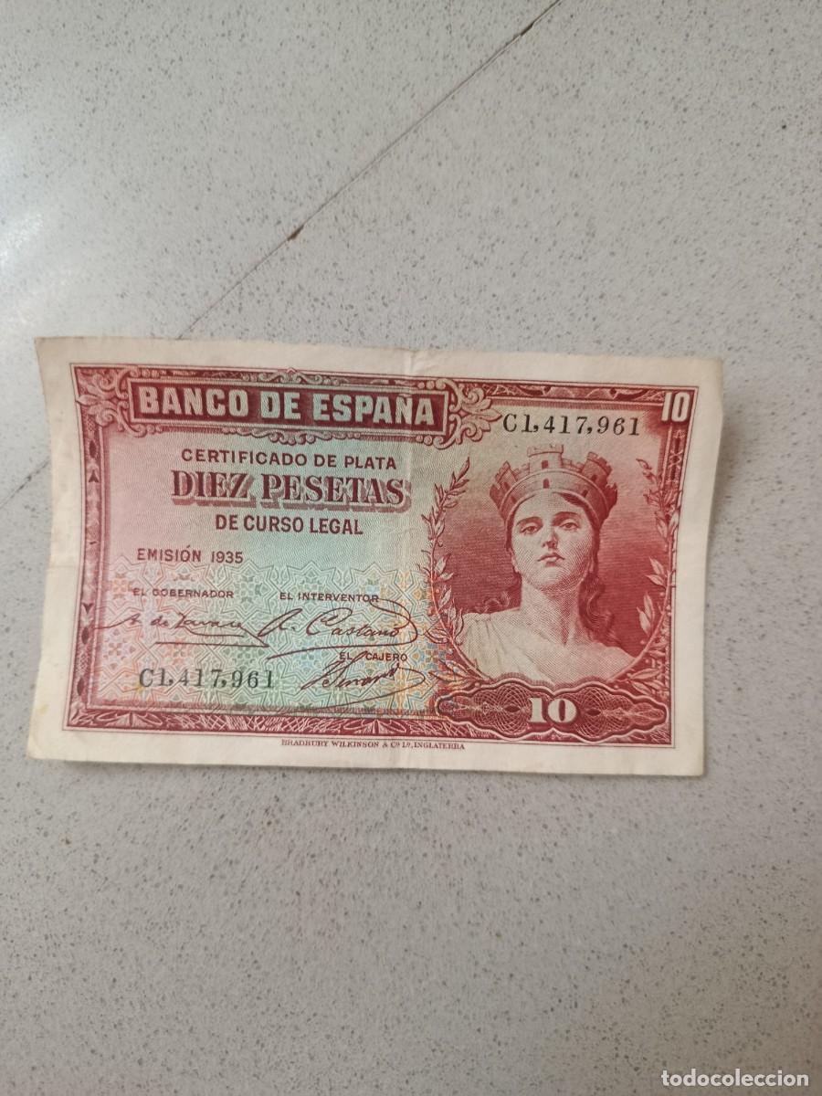 Billetes espa&ntilde;oles: 10 pesetas certificado de plata 1935