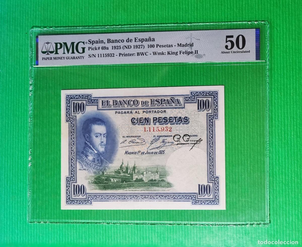 Billetes espa&ntilde;oles: SIN SERIE ** PRECIOSO PMG 50 |SOLO ACEPTO PAYPAL| BILLETE 100 PESETAS 1925 LEER DESCRIPCION