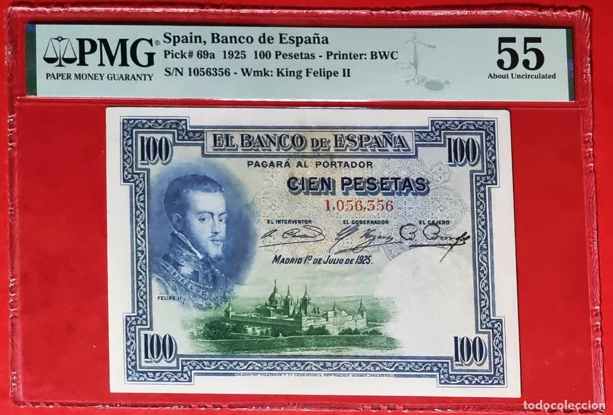 Billetes espa&ntilde;oles: SIN SERIE ** PRECIOSO PMG 55 |SOLO ACEPTO PAYPAL| BILLETE 100 PESETAS 1925 LEER DESCRIPCION