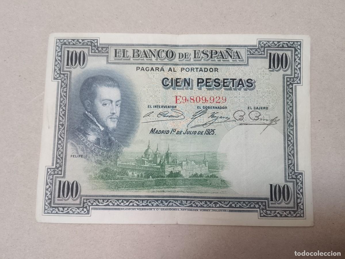 Billetes espa&ntilde;oles: 100 peseta 1925 Felipe II