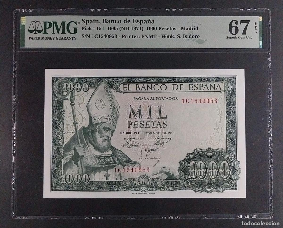 Spanish Banknotes: 1000 PESETAS 1965 OBISPO SAN ISIDORO 1C PMG 67 EPQ SC