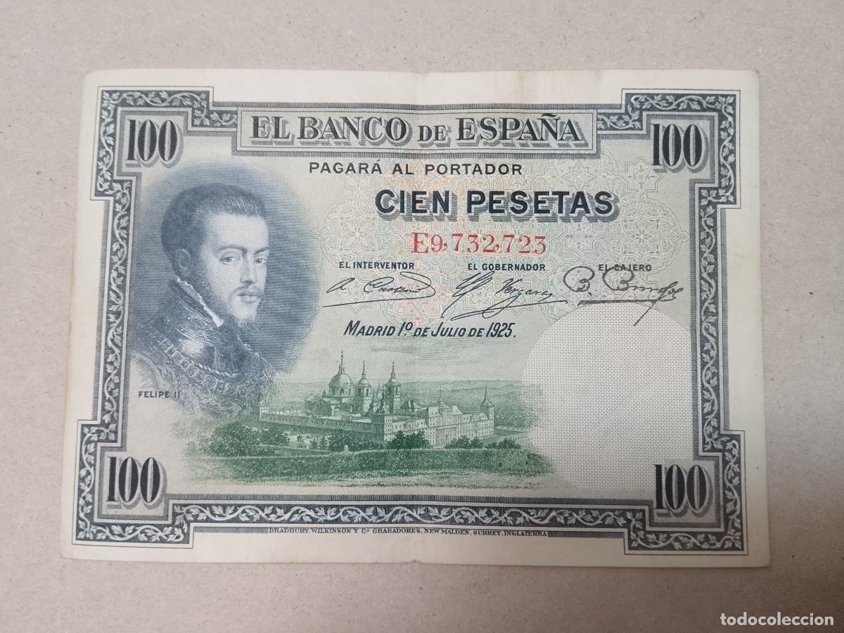 Billetes espa&ntilde;oles: 100 peseta 1925 Felipe II