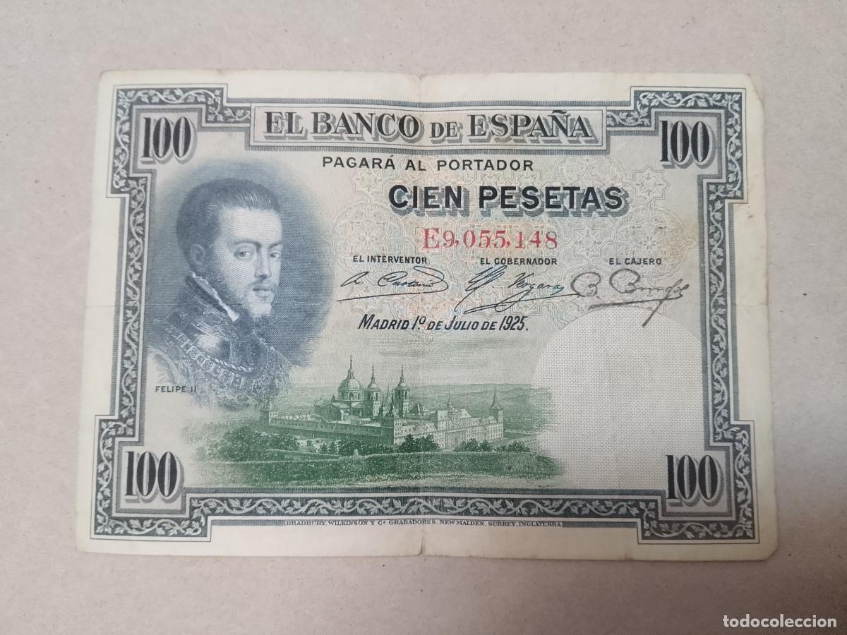 Billetes espa&ntilde;oles: 100 peseta 1925 Felipe II