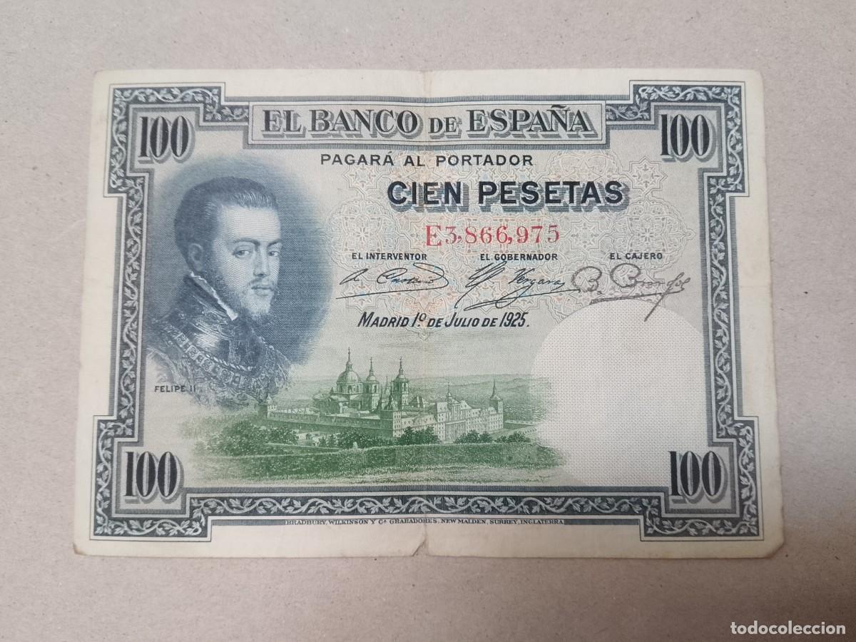 Billetes espa&ntilde;oles: 100 peseta 1925 Felipe II