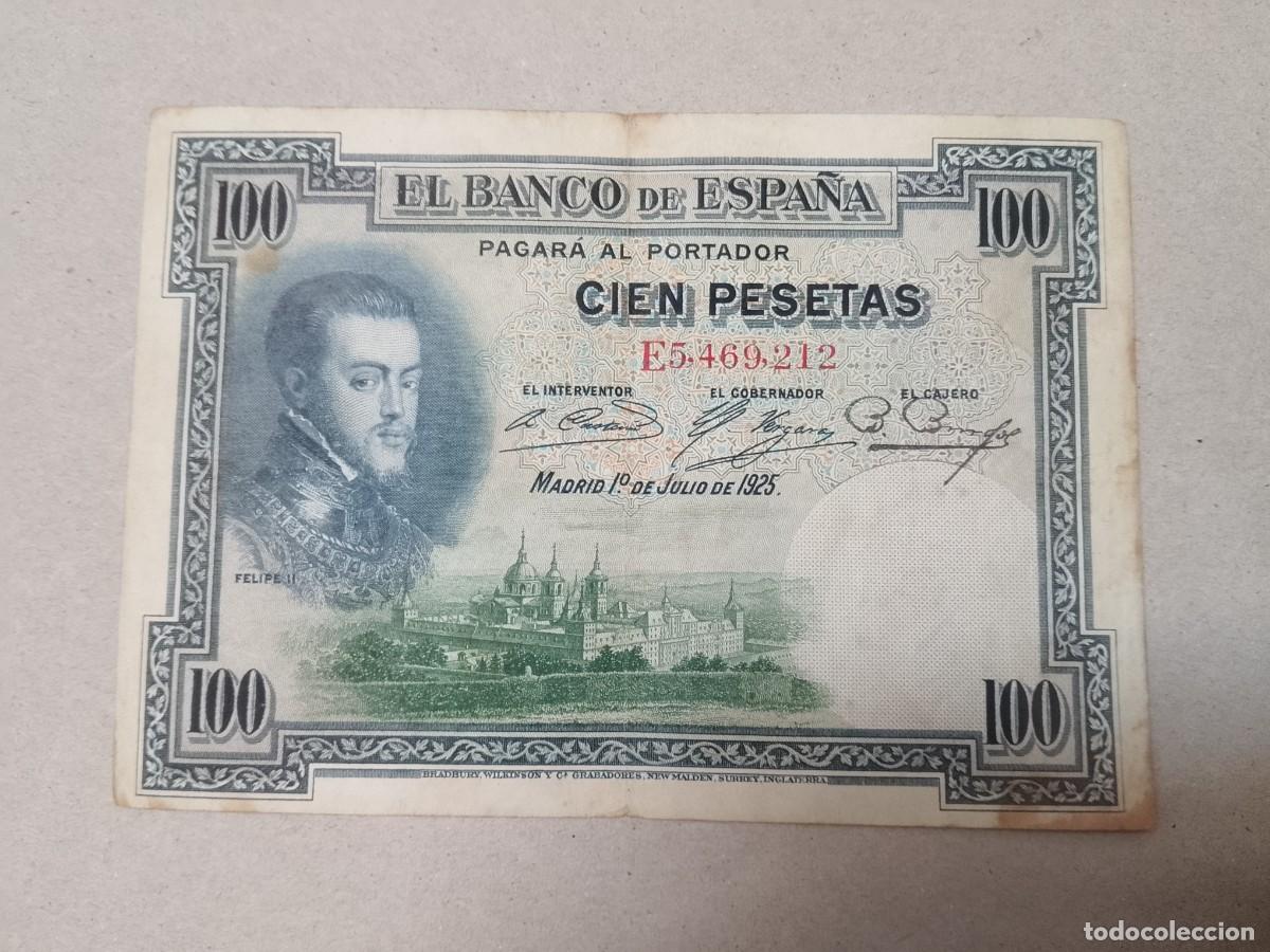 Billetes espa&ntilde;oles: 100 peseta 1925 Felipe II
