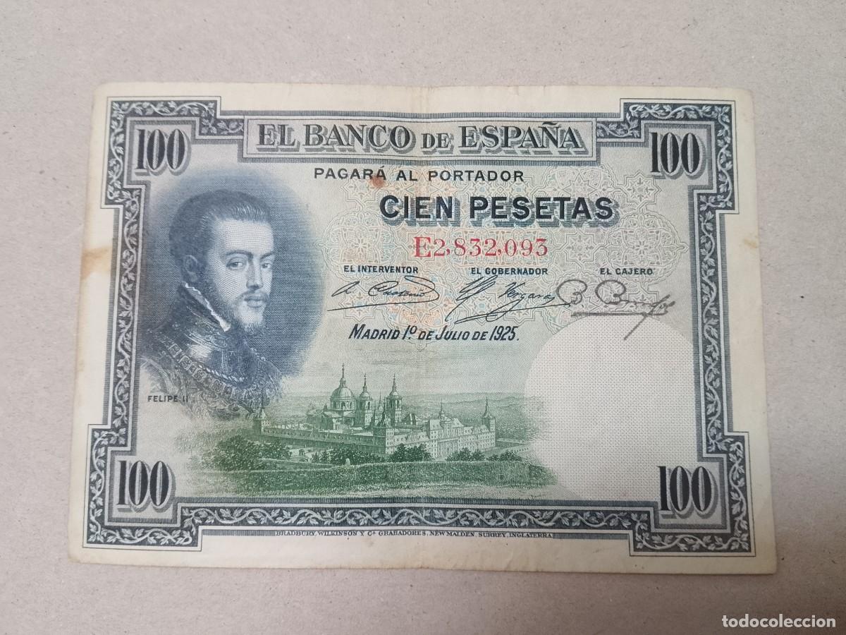 Billetes espa&ntilde;oles: 100 peseta 1925 Felipe II